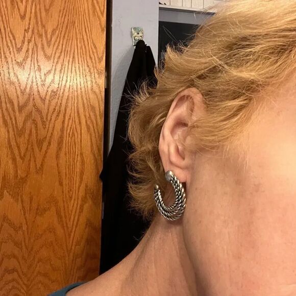 NWT Patricia Nash Twisted Rope Triple Hoops Silver Ox Sold Out, Hard To Find - Picture 3 of 3